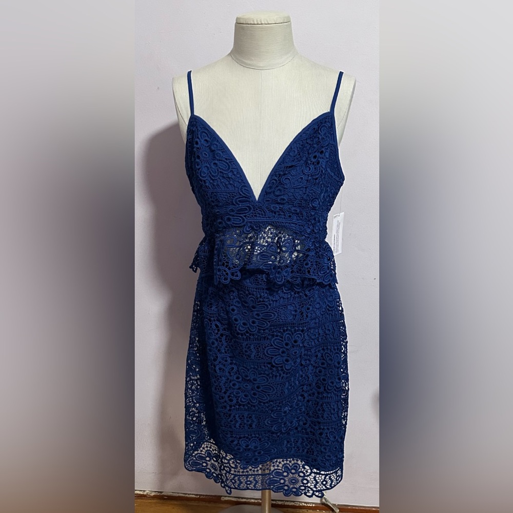 Elegant Navy Lace Dress